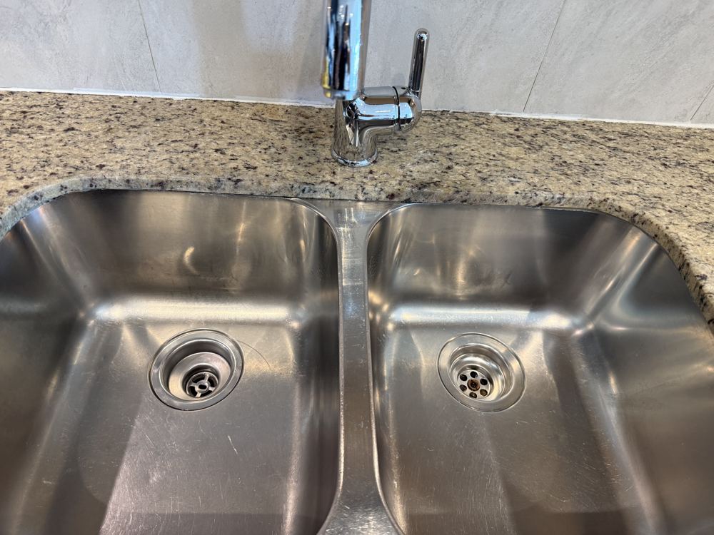Stainless steel sink after cleaning