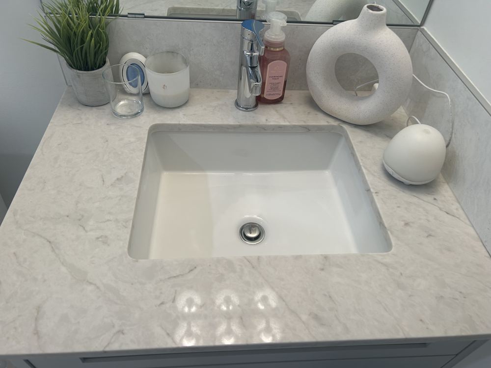 Bathroom vanity after cleaning